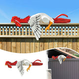 2 Pcs Red And White Whimsical Lazy Chicken Fence Topper - Funny PVC Garden & Home Decor Ornament - Side View