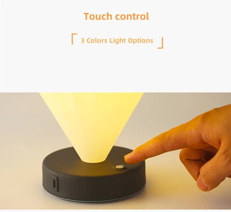 Black Rechargeable Hot Air Balloon LED Touch Lamp - 3-Color Nordic Style Desk Light