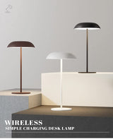 Brown Minimalist Rechargeable LED Touch Table Lamp - 3-Color Stepless Dimming Metal Desk Light - Front View