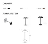 Brown Minimalist Rechargeable LED Touch Table Lamp - 3-Color Stepless Dimming Metal Desk Light - Side View