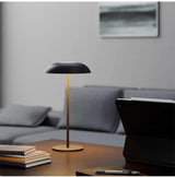 Brown Minimalist Rechargeable LED Touch Table Lamp - 3-Color Stepless Dimming Metal Desk Light - Rear View