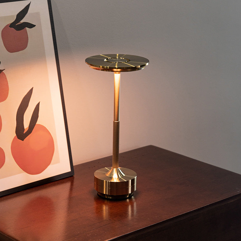Silver Elegant Aluminum Alloy Rechargeable LED Touch Lamp - 3-Color Dimmable Cordless Table Light