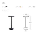 Black Elegant Aluminum Alloy Rechargeable LED Touch Lamp - 3-Color Dimmable Cordless Table Light - Front View