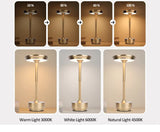 Black Elegant Aluminum Alloy Rechargeable LED Touch Lamp - 3-Color Dimmable Cordless Table Light - Top-Down View