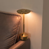 Black Elegant Aluminum Alloy Rechargeable LED Touch Lamp - 3-Color Dimmable Cordless Table Light - Low Angle