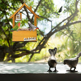 Green Charming Wooden House Hanging Bird Feeder - Attract Wild Birds to Your Garden - Top-Down View