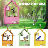Yellow Charming Wooden House Hanging Bird Feeder - Attract Wild Birds to Your Garden - Front View