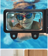 Blue 2-Pack Universal IPX8 Waterproof Phone Pouch with Lanyard - Touch Sensitive Case for Swimming & Outdoor Sports - Side View
