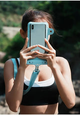 Blue 2-Pack Universal IPX8 Waterproof Phone Pouch with Lanyard - Touch Sensitive Case for Swimming & Outdoor Sports - Top-Down View