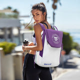 Blue and White Multifunctional Tennis & Badminton Backpack - Waterproof Racket Bag with Shoe Compartment - Low Angle
