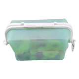 2 Pcs Green Collapsible Silicone Food Storage Container - Microwave & Freezer Safe Lunch Box - Front View