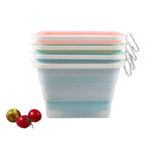 2 Pcs Blue Collapsible Silicone Food Storage Container - Microwave & Freezer Safe Lunch Box - Top-Down View