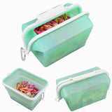 2 Pcs Blue Collapsible Silicone Food Storage Container - Microwave & Freezer Safe Lunch Box - 45-Degree Angle