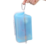2 Pcs Blue Collapsible Silicone Food Storage Container - Microwave & Freezer Safe Lunch Box - Rear View