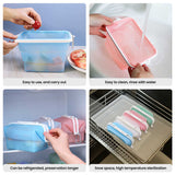 2 Pcs Blue Collapsible Silicone Food Storage Container - Microwave & Freezer Safe Lunch Box - Close-Up Angle