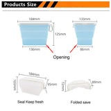 2 Pcs Blue Collapsible Silicone Food Storage Container - Microwave & Freezer Safe Lunch Box - Low Angle