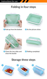 2 Pcs Blue Collapsible Silicone Food Storage Container - Microwave & Freezer Safe Lunch Box - Extra Image