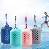 Pink Quick Dry Cooling Towel Set (2 Pack) - Microfiber Sport Towels with Silicone Cases & Carabiners - Front View