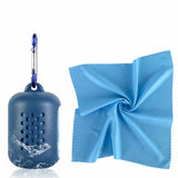 Dark Blue Quick Dry Cooling Towel Set (2 Pack) - Microfiber Sport Towels with Silicone Cases & Carabiners - Front View