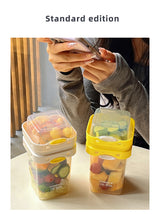 Yellow Portable Salad & Breakfast Cup On-the-Go - Dual Compartment Container with Spork - Rear View