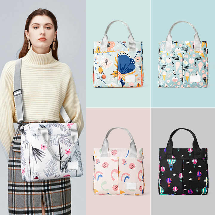 Pink Versatile Nappy Bag Tote - Lightweight Diaper Bag with Insulated Pocket & Crossbody Strap