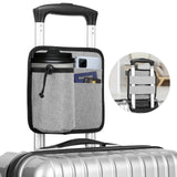 2 Pcs Grey Hands-Free Luggage Handle Travel Cup Holder & Organizer Pouch - Side View