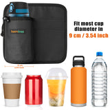 2 Pcs Grey Hands-Free Luggage Handle Travel Cup Holder & Organizer Pouch - Low Angle