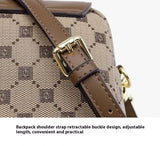 Brown and Beige Chic Diamond Mini Crossbody Phone Purse - PU Leather Vertical Shoulder Bag with Headphone Port - Low Angle
