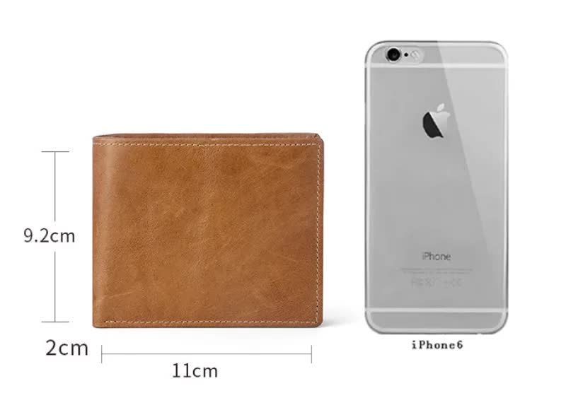 Brown Genuine Leather RFID Blocking Wallet for Men - Vintage Bifold with Coin Pocket & ID Window