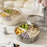 Beige And Beige Snap Button Elegant Compartment Serving Tray with Lid - Versatile Snack, Fruit & Candy Box - Front View