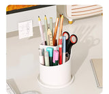 White Elegant 360 Rotating Makeup Brush Holder & Cosmetic Organizer with Dustproof Dome Lid(Makeup is a prop for shooting and is not included) - Close-Up Angle