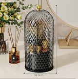 Black Elegant 360 Rotating Makeup Brush Holder & Cosmetic Organizer with Dustproof Dome Lid(Makeup is a prop for shooting and is not included)