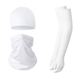 2 Sets White Cooling UV Protection Set - 2 Skull Cap, 2 Neck Gaiter & 4 Arm Sleeves for Outdoor Sports