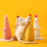 Beige Adorable Chick Cat Scratching Post - Durable Sisal Rope Scratcher Toy for Cats & Kittens - Front View