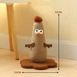 Beige Adorable Chick Cat Scratching Post - Durable Sisal Rope Scratcher Toy for Cats & Kittens - Side View