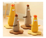 Beige Adorable Chick Cat Scratching Post - Durable Sisal Rope Scratcher Toy for Cats & Kittens - Top-Down View