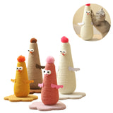 Beige Adorable Chick Cat Scratching Post - Durable Sisal Rope Scratcher Toy for Cats & Kittens - Rear View