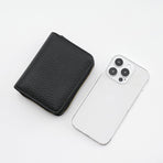 Red Compact RFID Genuine Leather Wallet for Women - Secure Zipper Card Holder & Coin Purse