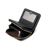Grey Compact RFID Genuine Leather Wallet for Women - Secure Zipper Card Holder & Coin Purse