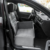 Black Waterproof Front Pet Car Seat Cover - Non-Slip Dog Booster Seat Protector Mat - Front View