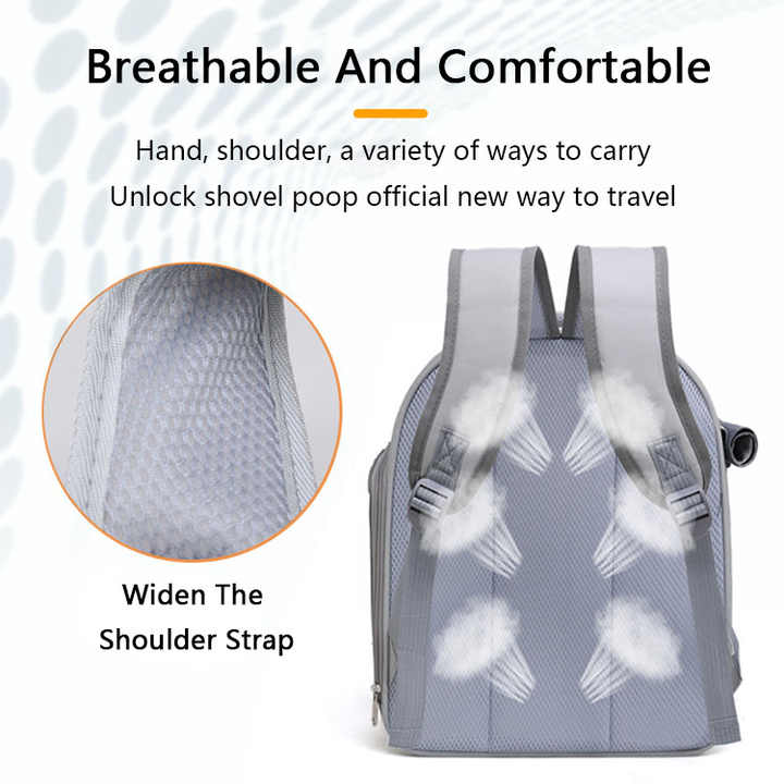 Beige And Pink Spacious Pet Carrier Backpack with Clear Window - Comfortable Travel Bag for Cats & Small Dogs