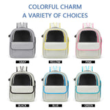 Beige And Black Spacious Pet Carrier Backpack with Clear Window - Comfortable Travel Bag for Cats & Small Dogs - Front View