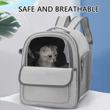 Beige And Black Spacious Pet Carrier Backpack with Clear Window - Comfortable Travel Bag for Cats & Small Dogs - Top-Down View