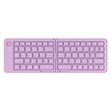 Purple Ultra-Slim Foldable Bluetooth Keyboard - Portable Wireless Rechargeable Travel Keyboard for iOS Android Windows Devices