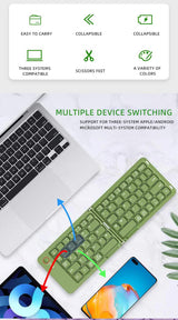Purple Ultra-Slim Foldable Bluetooth Keyboard - Portable Wireless Rechargeable Travel Keyboard for iOS Android Windows Devices - Rear View