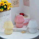 Yellow Retro Swirl Glass Mushroom Table Lamp - USB Powered 3-Level Dimmable Bedside Accent Light - Top-Down View