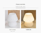 Yellow Retro Swirl Glass Mushroom Table Lamp - USB Powered 3-Level Dimmable Bedside Accent Light - Rear View