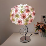 Pink,Yellow Roses And Silver Base Romantic Red Rose Flower Table Lamp - Crystal Heart Accent Bedside Night Light