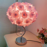 Beige Roses And Silver Base Romantic Red Rose Flower Table Lamp - Crystal Heart Accent Bedside Night Light - 45-Degree Angle
