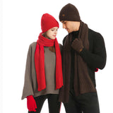 Coffee Men's 3-Piece Winter Warm Ribbed Knit Beanie Hat Scarf and Gloves Set - 45-Degree Angle